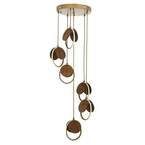 METAL WOOD LED and SILICONE ANTIQUE COLOR and BROWN CHANDELIER 40 CM DIAMETER LOAD: 120 CM